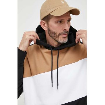BOSS hanorac de bumbac barbati, culoarea negru, cu glugă, modelator
