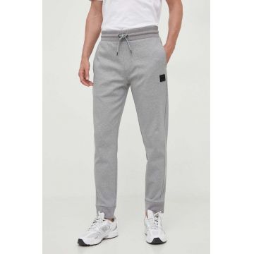 BOSS pantaloni de trening culoarea gri, neted