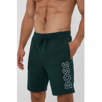 BOSS pantaloni scurți de lounge culoarea verde, melanj