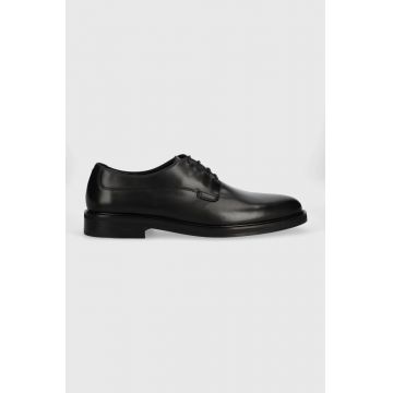 BOSS pantofi de piele Larry-L barbati, culoarea negru, 50497778