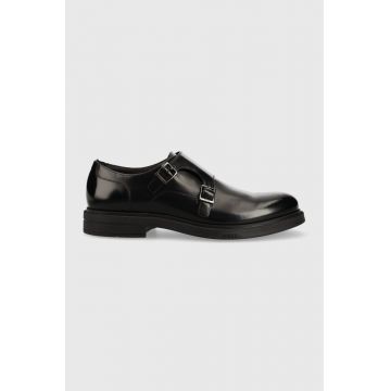 BOSS pantofi de piele Saul barbati, culoarea negru, 50496067