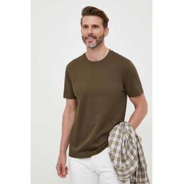 BOSS tricou din bumbac barbati, culoarea verde, neted