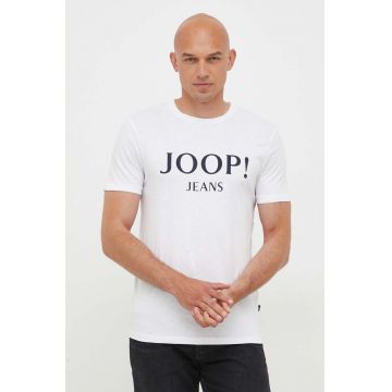 Joop! tricou din bumbac culoarea alb, cu imprimeu