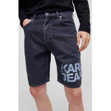 Karl Lagerfeld Jeans pantaloni scurti jeans barbati, culoarea negru