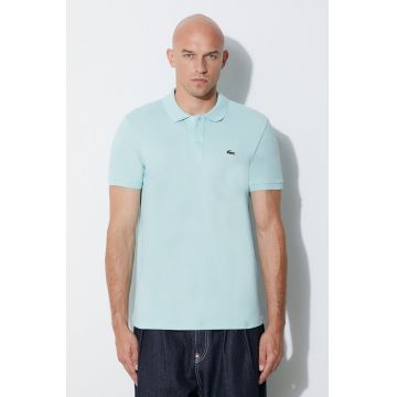 Lacoste polo de bumbac culoarea turcoaz, neted, PH4012