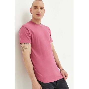 Abercrombie & Fitch tricou barbati, culoarea roz, neted