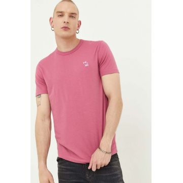 Abercrombie & Fitch tricou din bumbac culoarea roz, neted
