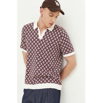 Abercrombie & Fitch tricou polo barbati, culoarea bordo, modelator