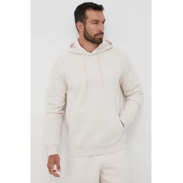 adidas Originals bluza barbati, culoarea bej, cu glugă, neted