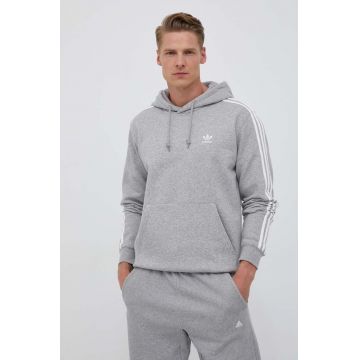 adidas Originals bluza barbati, culoarea gri, cu glugă, melanj