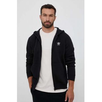 adidas Originals bluza barbati, culoarea negru, cu glugă, neted