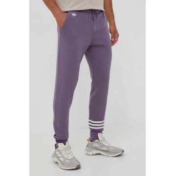 adidas Originals pantaloni de trening culoarea violet, cu imprimeu