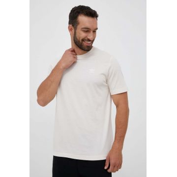 adidas Originals tricou din bumbac culoarea bej, neted