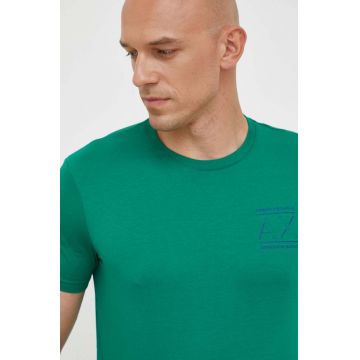 Armani Exchange tricou din bumbac culoarea verde, cu imprimeu