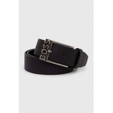 BOSS curea de piele barbati, culoarea negru