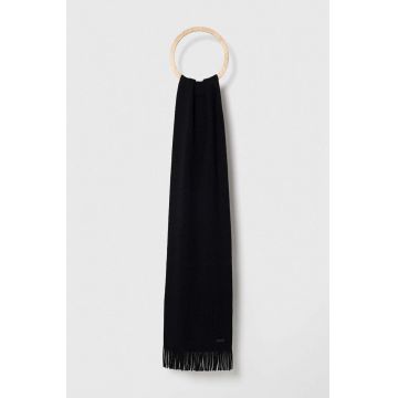 BOSS esarfa de lana culoarea negru, neted