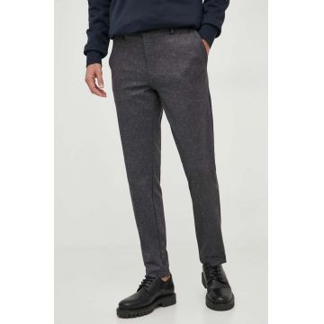 BOSS pantaloni barbati, culoarea negru, drept