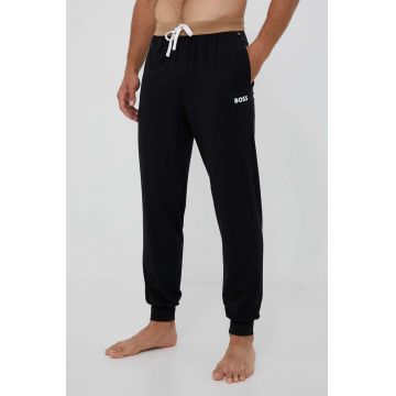 BOSS pantaloni de lounge culoarea negru, cu imprimeu