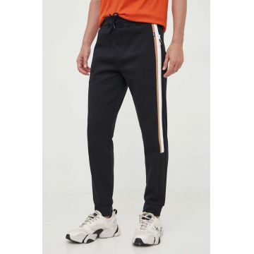 BOSS pantaloni de trening culoarea albastru marin, cu imprimeu