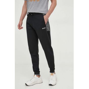BOSS pantaloni de trening culoarea negru, cu imprimeu
