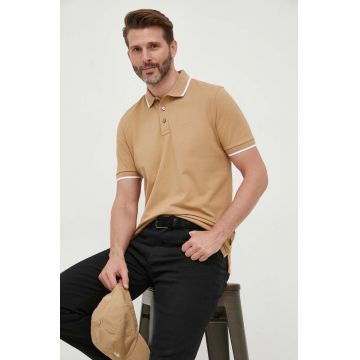 BOSS polo de bumbac culoarea bej, uni 50494697