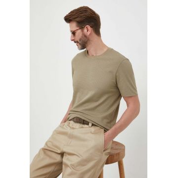 BOSS tricou barbati, culoarea verde, neted