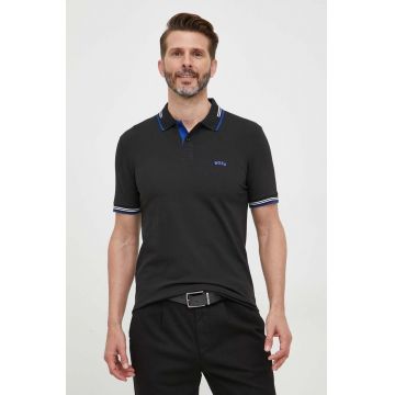 BOSS tricou polo BOSS ATHLEISURE barbati, culoarea negru, cu imprimeu