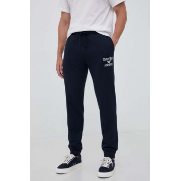 Emporio Armani Underwear pantaloni de trening culoarea albastru marin, cu imprimeu