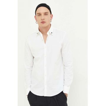 HUGO camasa barbati, culoarea alb, cu guler clasic, slim