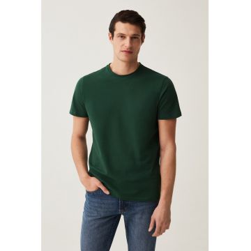 Tricou cu decolteu la baza gatului si model uni