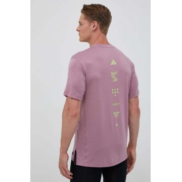 adidas Performance tricou de antrenament culoarea roz, cu imprimeu