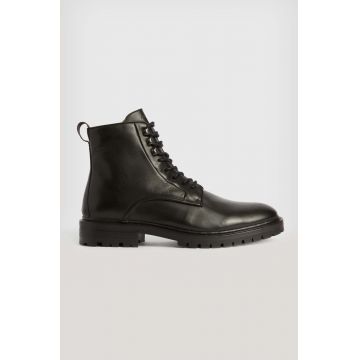 AllSaints ghete de piele LAKER barbati, culoarea negru, MZ036Z