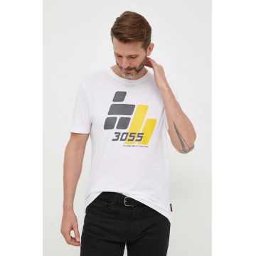 Boss Orange tricou din bumbac BOSS ORANGE culoarea alb, cu imprimeu