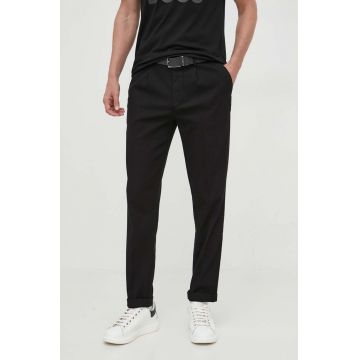 BOSS pantaloni barbati, culoarea negru, drept