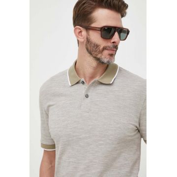 BOSS polo de bumbac culoarea verde, melanj