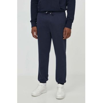 Gant pantaloni de trening din bumbac culoarea albastru marin, neted