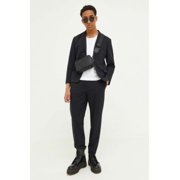 HUGO pantaloni barbati, culoarea negru, mulata