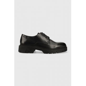 HUGO pantofi de piele Denzel barbati, culoarea negru, 50500401