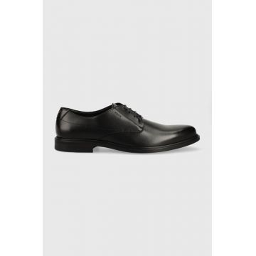 HUGO pantofi de piele Kerr barbati, culoarea negru, 50497869