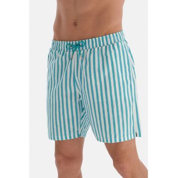 Pantaloni scurti de baie cu model in dungi si buzunare