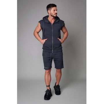 Set de vesta cu fermoar si pantaloni scurti