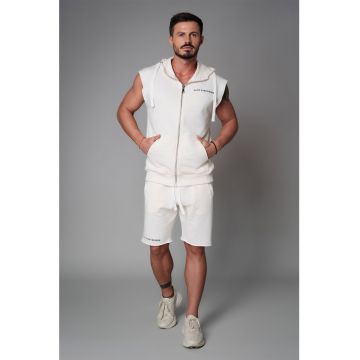 Set de vesta de bumbac cu fermoar si pantaloni scurti