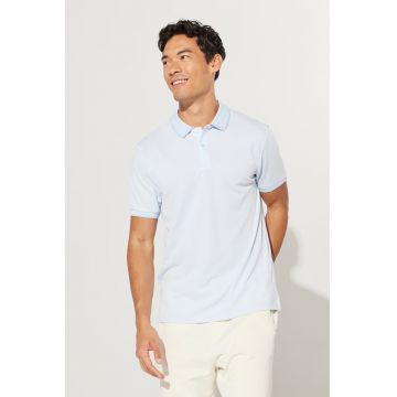 Tricou polo din amestec de bumbac - Albastru pastel