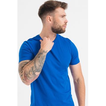 Tricou slim fit cu decolteu la baza gatului