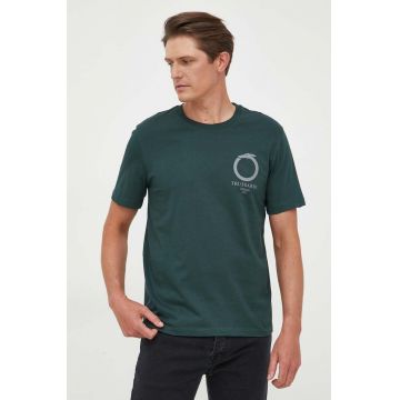 Trussardi tricou din bumbac culoarea verde, cu imprimeu