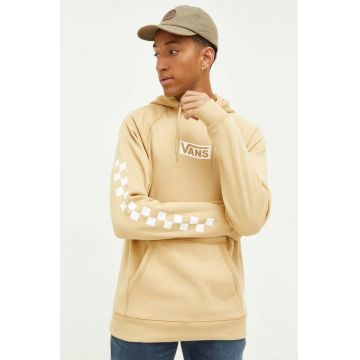 Vans bluza barbati, culoarea bej, cu glugă, cu imprimeu