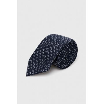 BOSS cravată din amestec de mătase culoarea albastru marin