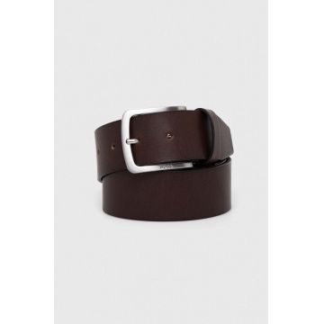 BOSS curea de piele barbati, culoarea negru
