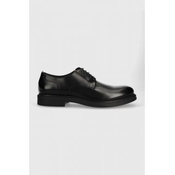 BOSS pantofi de piele Saul barbati, culoarea negru, 50496010