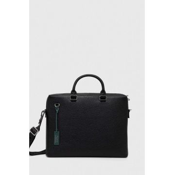 Coccinelle geanta pentru laptop din piele culoarea negru